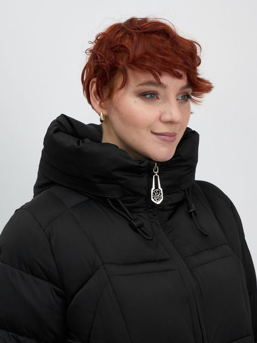 Пальто зимнее Visdeer 7702Ch женское утепленное 240 г/м² черное  фото 9