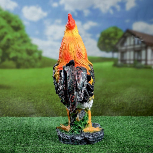 Садовая фигура из полистоуна «Петух на камне», 42×32×13 см