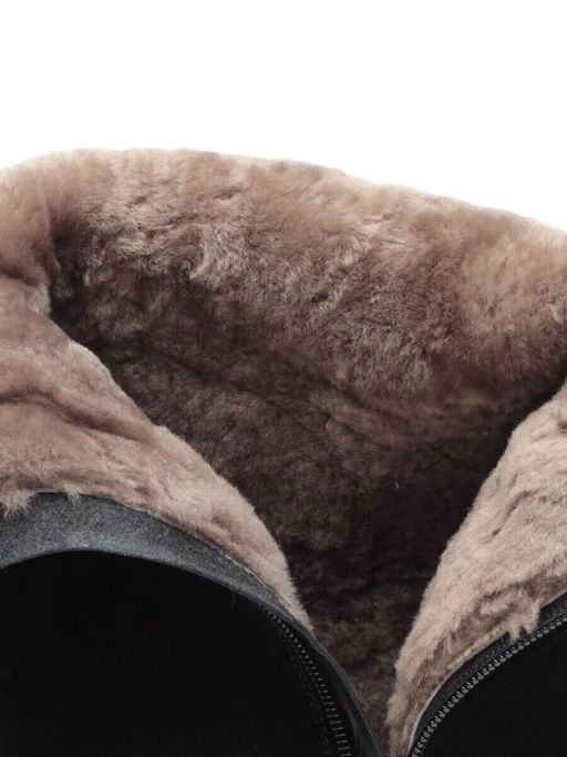 F16-181M BLACK Полусапоги зимние женские (натуральная замша, натуральный мех (полностью))