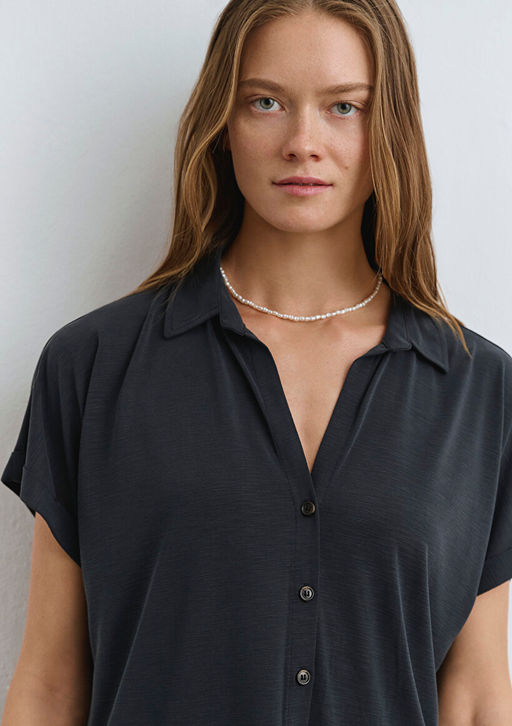 Lux Touch TENCEL TM Siyah Modal Gomlek - Mavi фото 6