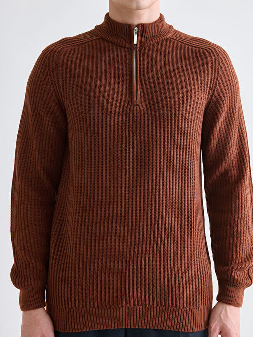 Dik Yaka Uzun Kollu Erkek Triko Kazak