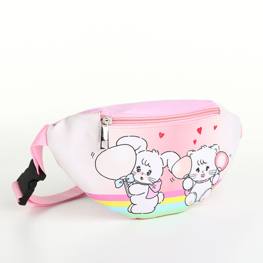 Сумка поясная «Друзья», для девочки, на молнии, розовая