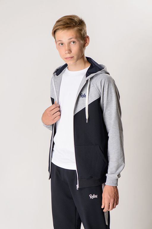 Спортивный костюм М-1120: Серый меланж / Тёмно-синий - Relay фото 5