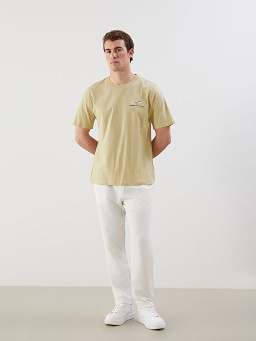 Bisiklet Yaka Bask?l? Penye Erkek Ti??rt