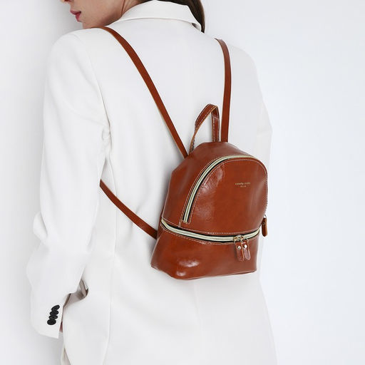 Мини-рюкзак из искусственной кожи на молнии, цвет коричневый - Simaland фото 5