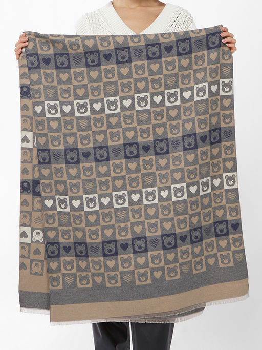 в составе ШЕРСТЬ и КАШЕМИР  Большой, мягкий, теплый двусторонний палантин с принтом. - Tantino фото 2