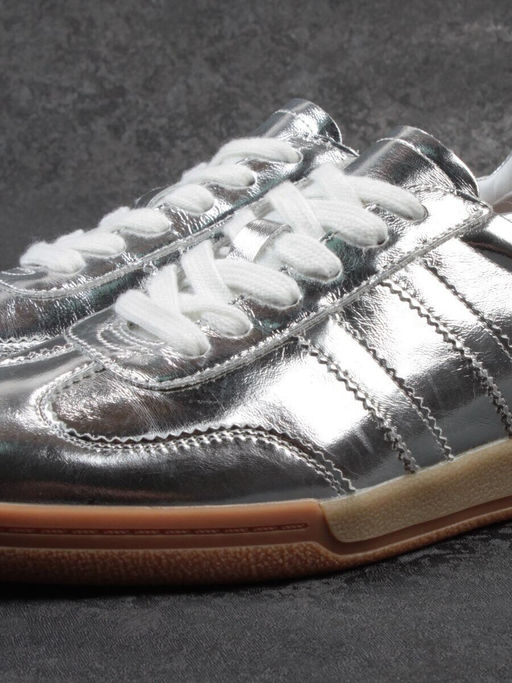 03-B6C-7C GREY/SILVER Кеды женские (натуральная кожа)