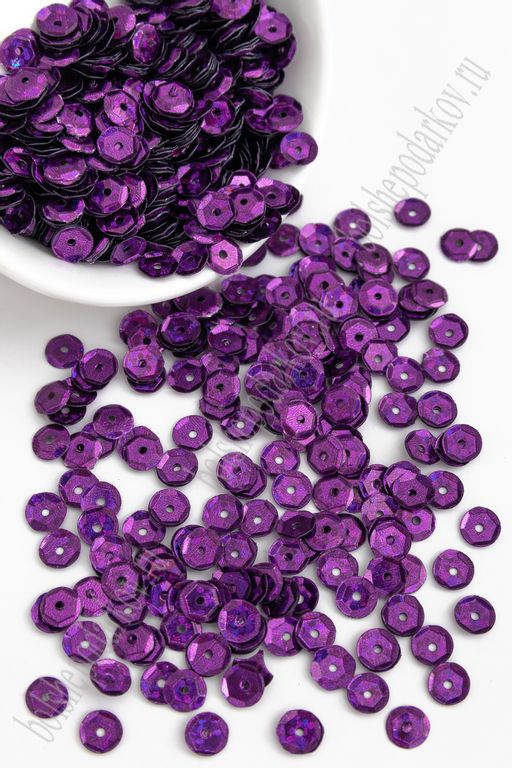 Пайетки круглые 6,5 мм*500 гр. (SF-1146) темно-сиреневый №50128