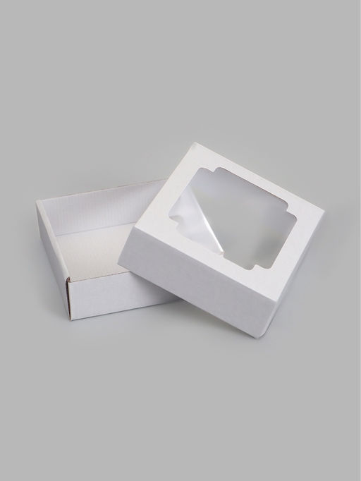 Цена за 5 шт. Коробка складная, крышка-дно,с окном, белая, 15 х 15 х 5 см