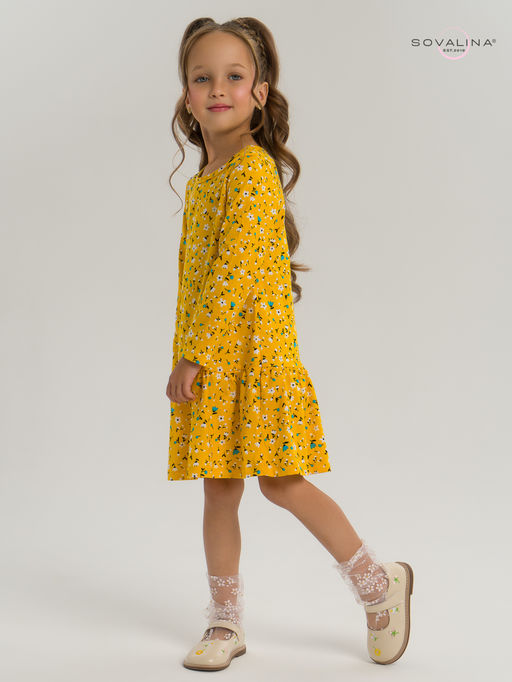 Платье Алиса дл/р цветы на горчице - Sovalina фото 23