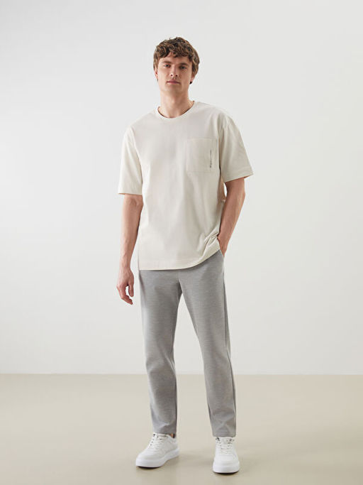 Bisiklet Yaka Bask?l? Penye Erkek Ti??rt