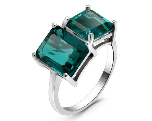 Кольцо из серебра аквамарин выращ., Саквер