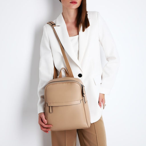 Рюкзак женский из искусственной кожи на молнии, 1 карман, цвет бежевый - Simaland фото 6