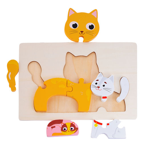 Пазл-вкладыш Мама кошка с котятами - Щепочка фото 3