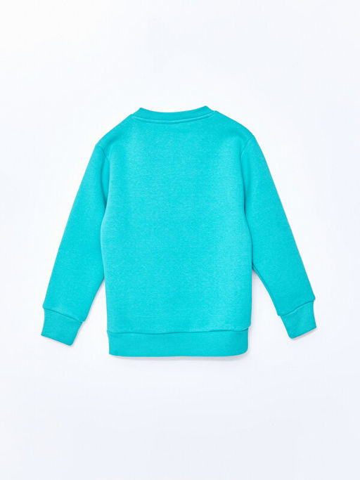 Bisiklet Yaka Bask?l? Uzun Kollu Erkek ?ocuk Sweatshirt