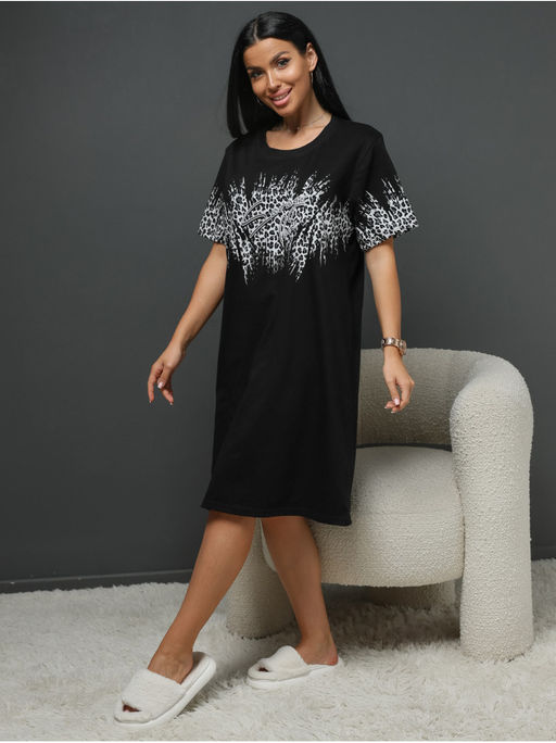 Платье домашнее "Саваж" Черный Серый