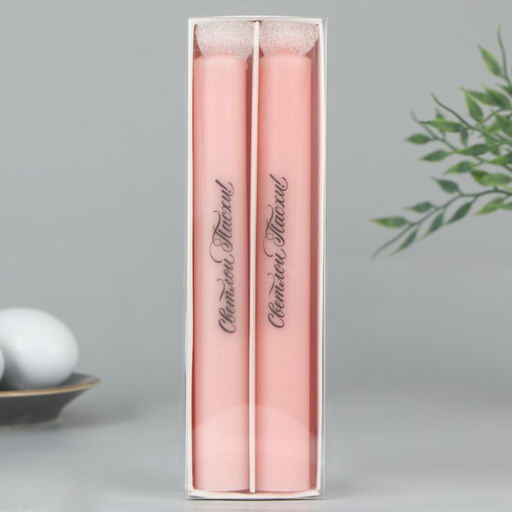 Свечи высокие с нанесением Светлой Пасхи!, 2 шт., роз., 9 х 2.1 х 2.1 см - Семейные традиции фото 3