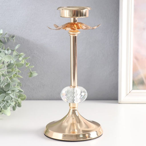 Подсвечник на 1 свечу Ножка цветка, d=5.5 см, под золото, 11?11?24 см