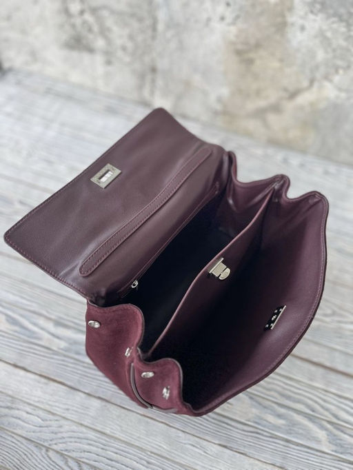 Женская замшевая сумка-портфель 8399 Бордовый - Sergio valentini фото 9