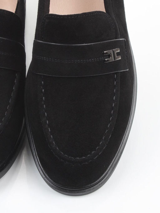 03-DEB17-2 BLACK Лоферы женские (натуральная замша)