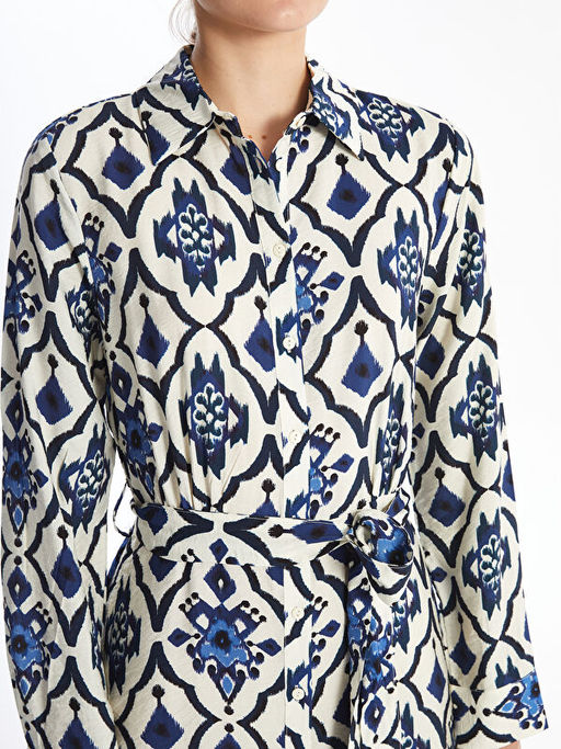 Desenli Uzun Kollu Kad?n G?mlek Elbise