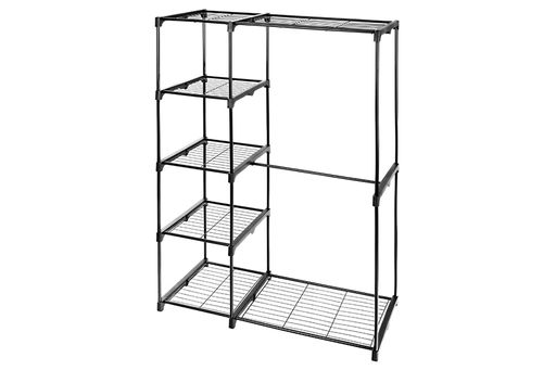 Стеллаж с вешалкой универсальный 115*50*170 см Черный с 4 полками - Elan gallery фото 3