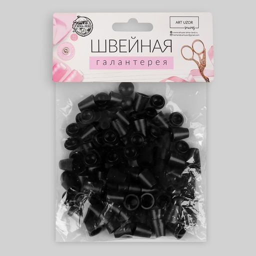 Цена за 3 шт. Набор наконечников для шнура d = 4 мм, 1,7 1,2 см, 100 шт, цвет чёрный - Арт узор фото 4