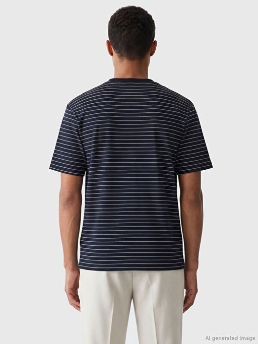 Bisiklet Yaka ?izgili Erkek Ti??rt