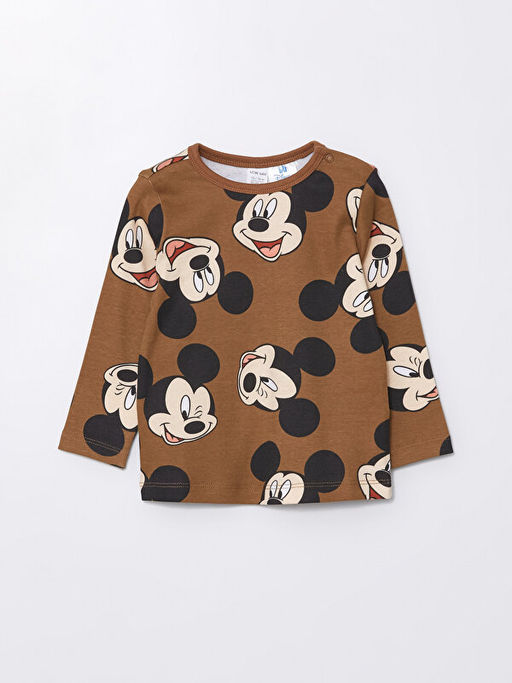 Bisiklet Yaka Uzun Kollu Mickey Mouse Bask?l? Erkek Bebek Pijama Tak?m? - Waikiki фото 2