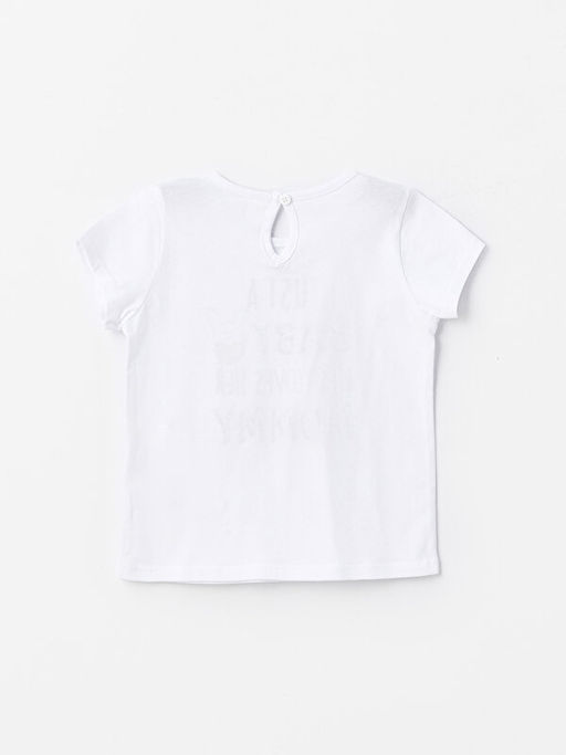 Bisiklet Yaka Bask?l? K?sa Kollu K?z Bebek Ti??rt - Waikiki фото 2