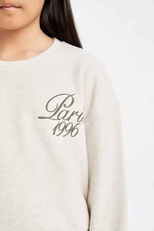 Толстовка из ткани селаник с надписью Relax Fit для девочек и принтом с круглым вырезом - Defacto фото 4