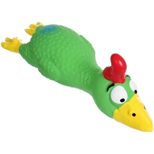 Цена за 2 шт. Игрушка резиновая для собак с пищалкой "МОЙ БРО", Петушок, цвет зеленый, 16*5*6см (лейбл)