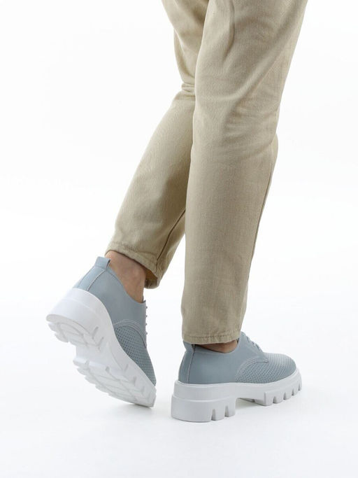 03-HY11-3D GRAY/LT. BLUE Полуботинки летние женские (натуральная кожа)
