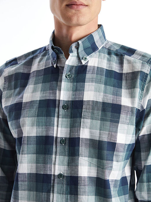 Regular Fit Uzun Kollu Ekose Poplin Erkek G?mlek