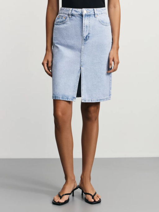 Джинсовая юбка миди с разрезом спереди / Zarina  фото 3