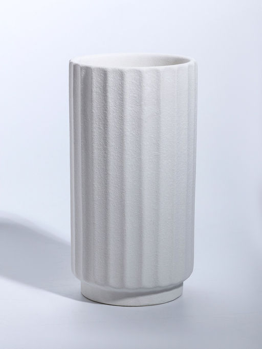 Ваза для цветов «Абиджил», линии, h=21, d=11 см, керамика, белая