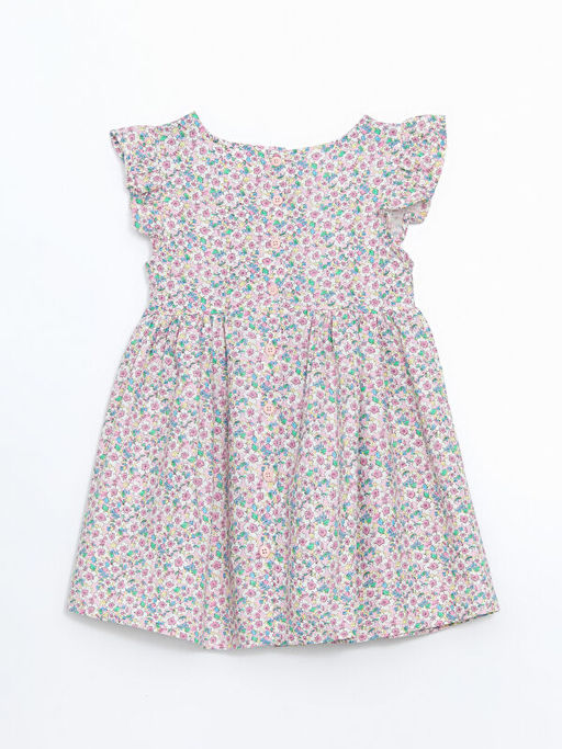 Bisiklet Yaka ?i?ekli K?z ?ocuk Elbise