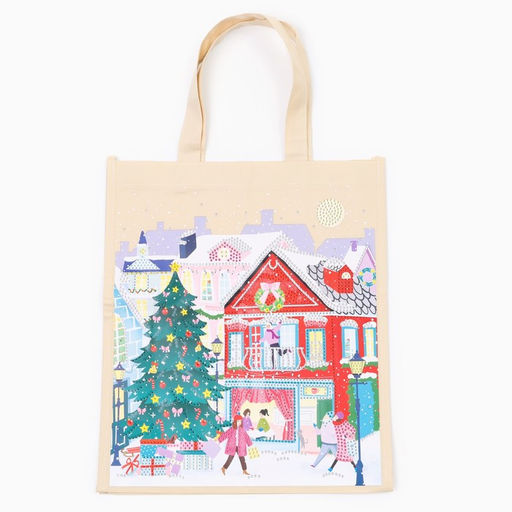 Сумка шопер с алмазной мозаикой Новый год, частичное заполнение