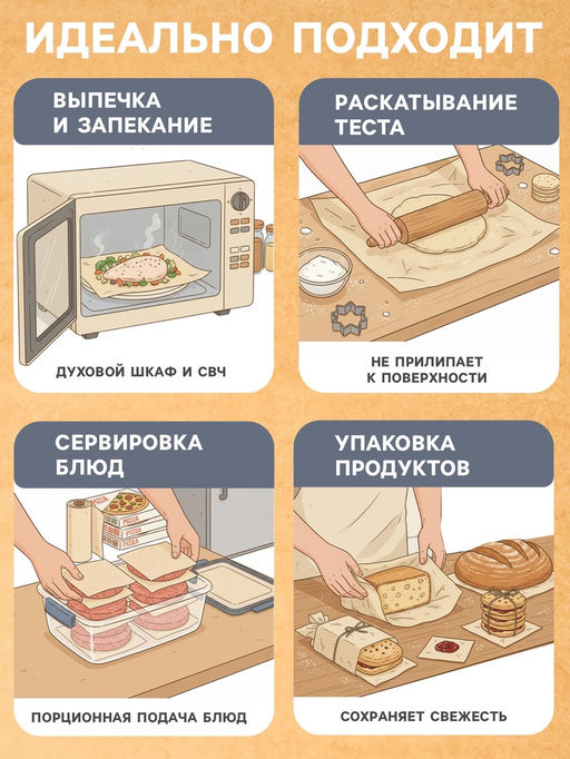 Бумага для выпечки, профессиональная 40х60 см,500 листов, силиконизированная, коричневая - Simaland фото 3