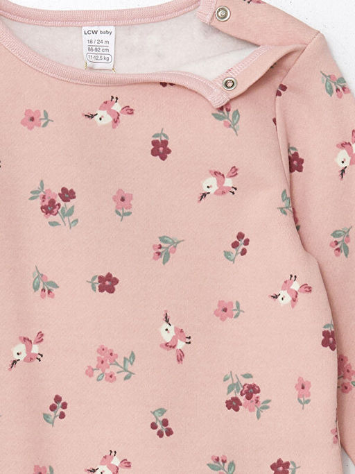 Bisiklet Yaka Uzun Kollu Bask?l? K?z Bebek Pijama ?st - Waikiki фото 3