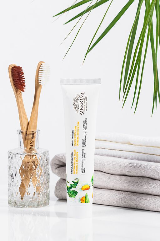 Зубная паста Восстановление эмали Ромашка с кальцием - Siberina фото 3