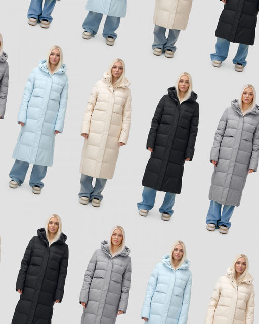 Пальто утепленное стеганное зимнее с капюшоном женское голубого цвета 9620Gl - Mtforce фото 20