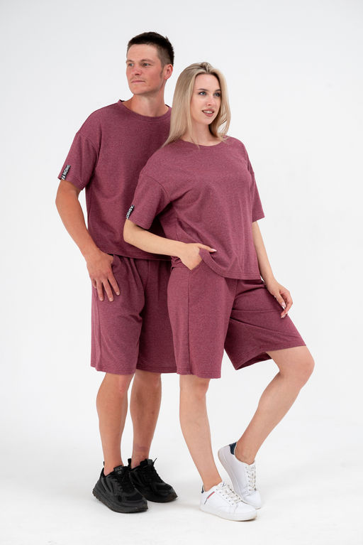 Костюм из футера унисекс бордо-меланж - Амадэль фото 15