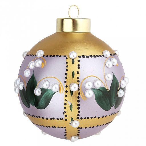 Елочная игрушка шар стеклянная д9,5см, лавандовый перламут, ручная художественная роспись, подарочная упаковка (Россия) - Домашняя мода фото 3