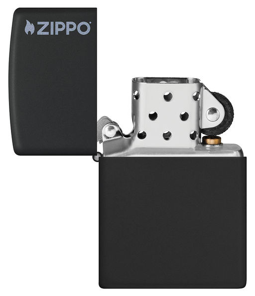 Зажигалка ZIPPO Логотип с черным матовым покрытием | Logo Black Matte 218ZL