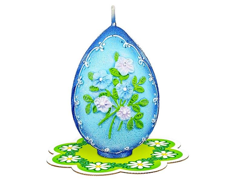 Пасхальная свеча-яйцо ВЕСЕННИЕ ЦВЕТЫ, 7.5 см, Омский Свечной