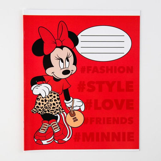 Цена за 20 шт. Тетрадь в клетку 12 листов, 5 видов МИКС, обложка мелованный картон, «Минни Маус»