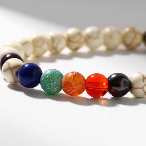 Браслет чакровый «Планеты» инь-ян, цветной с чернёным серебром, d=7 см