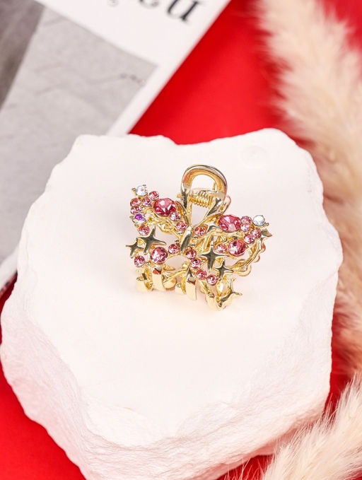 Цена за 6 шт. Крабик для волос «Селена галант», бабочка, 3 см, золото