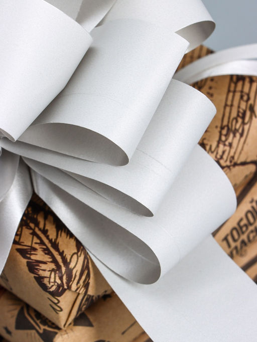 Цена за 20 шт. Подарочный бант - шар №4.5, серебро, для упаковки подарков